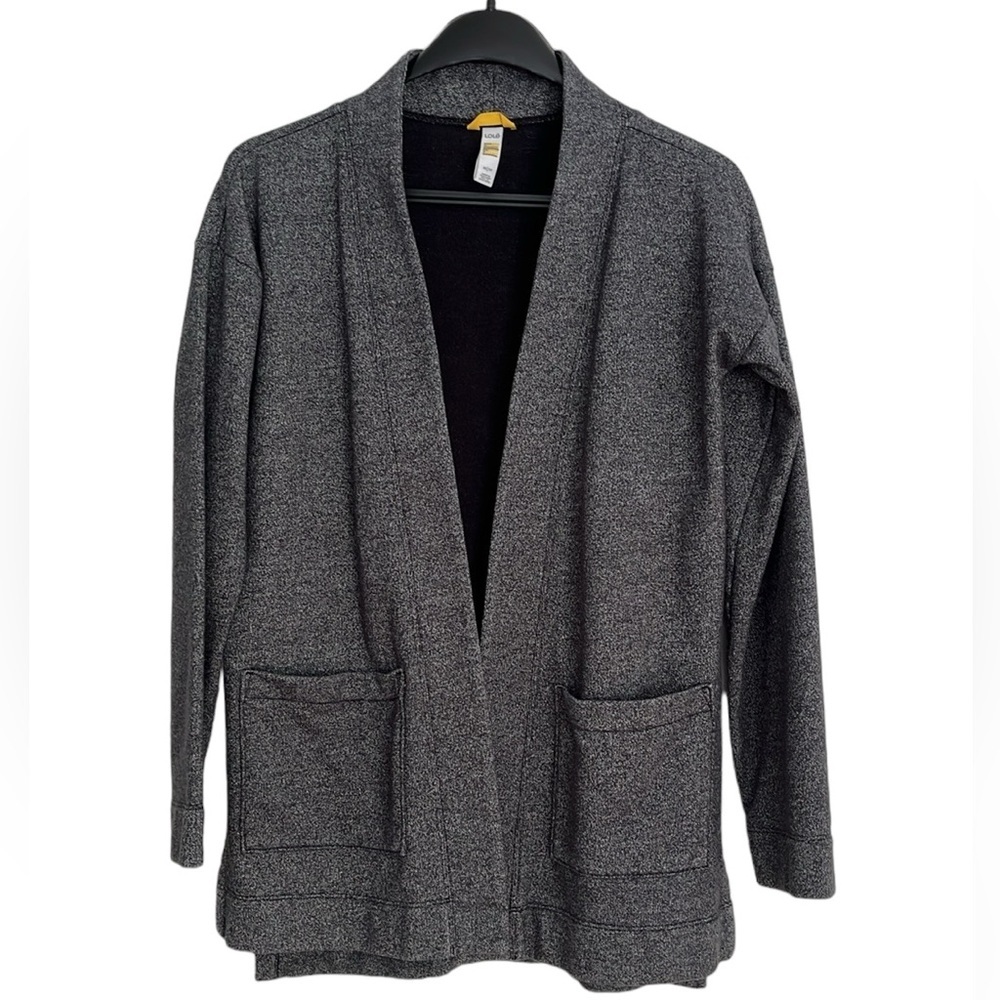 LOLE oversized Grey fleece open cardigan sweater with pockets. Size XS